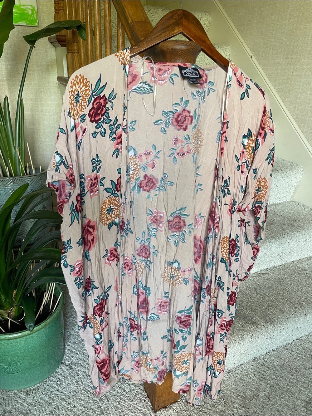 Angie Floral Kimono Cardigan in Blush Pink